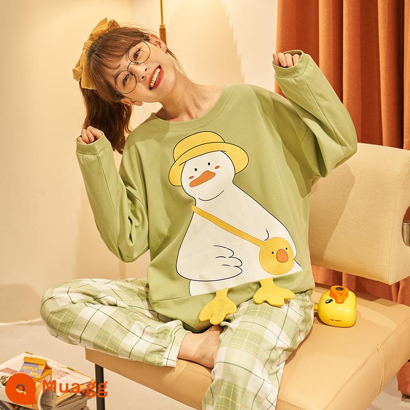 Pure cotton pyjama nữ mùa thu và mùa đông dài -sleeved fat sister lớn Size Hai phiên bản Hàn Quốc của bộ phim hoạt hình dễ thương nhà bình thường - HFF-21381