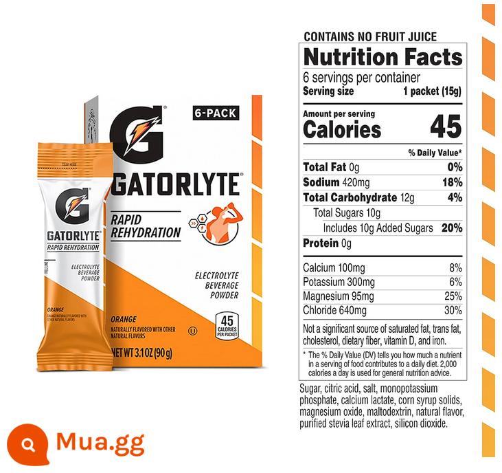 Guoxian Gatorade gửi chai nước uống điện giải rắn thể dục chức năng năng lượng bột hạt không đường - Phiên Bản Endurance Ít Đường - Bao Bì Di Động Hương Cam - 90g (15g/que)