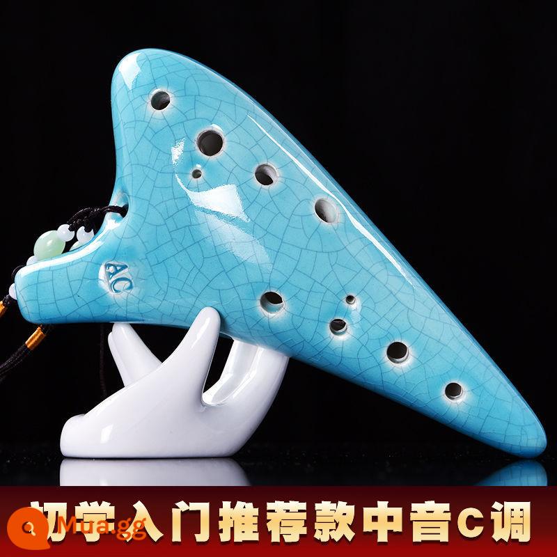 Ocarina 12 lỗ đơn giản dành cho người mới bắt đầu 12 lỗ ac alto C chuyên nghiệp 6 Nhạc cụ học sinh sáo Taoshan 46 - Sự phổ biến của túi Qingcrack [đầu tròn] có dây buộc hướng dẫn