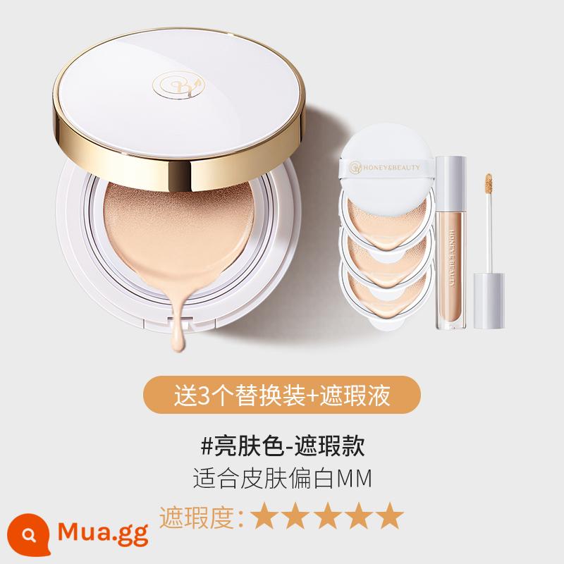 Đệm khí thấm BB cream nữ che khuyết điểm dưỡng ẩm lớp trang điểm lâu trôi kiểm soát dầu cách ly kem nền dạng lỏng sinh viên ngang bằng cc cream - Kem che khuyết điểm làm sáng da (3 lần nạp lại)