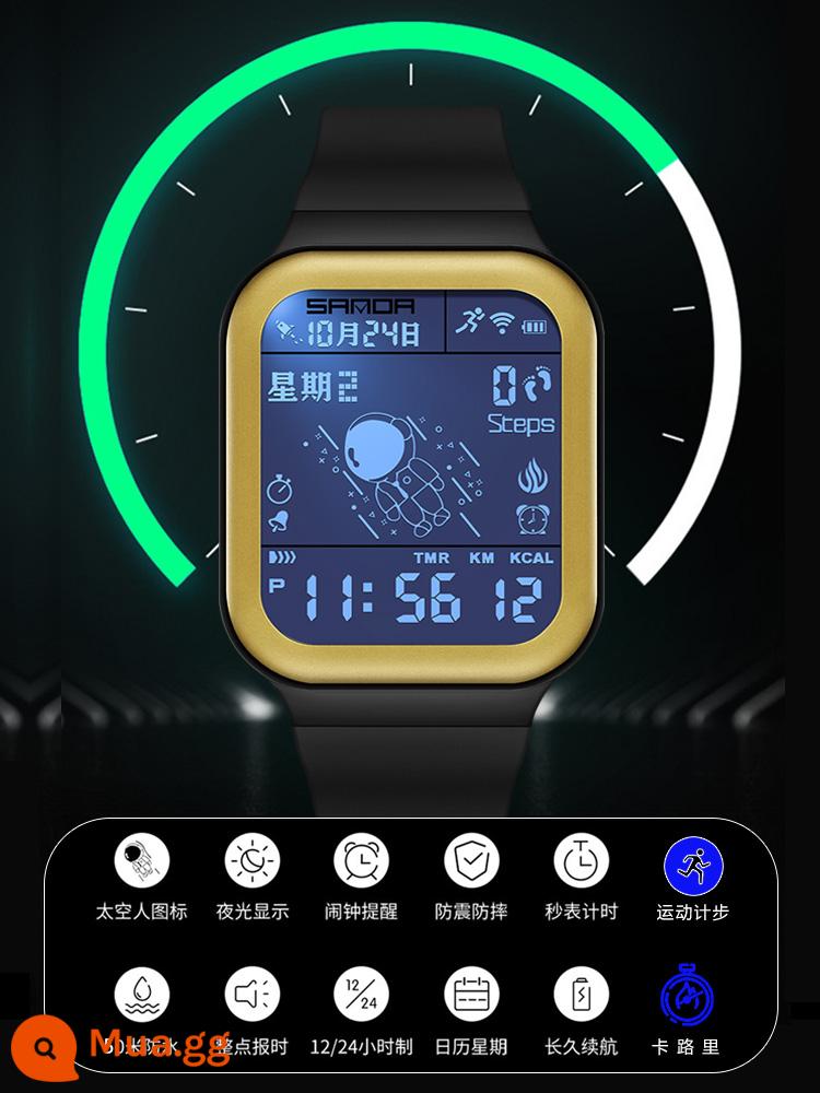 Đồng Hồ Thông Minh Thể Thao Nam Học Sinh Trung Học Cơ Sở Trẻ Em Tuổi Teen Đồng Hồ Báo Thức Đo Quãng Đường Đi Chống Thấm Nước Dạ Quang Đồng Hồ Điện Tử - [Vàng đen đa chức năng] Bảo hành trọn đời