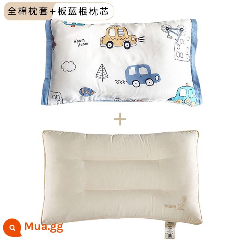 Hoạt Hình In Hình 60 Cotton Trẻ Em Áo Gối Chần Gòn Cao Su Áo Gối Gối Học Sinh Cho Bé Có Thể Giặt Bằng Máy Cotton Dễ Thương - Bộ Auto Paradise [1 vỏ gối + 1 lõi gối kháng khuẩn Isatis]