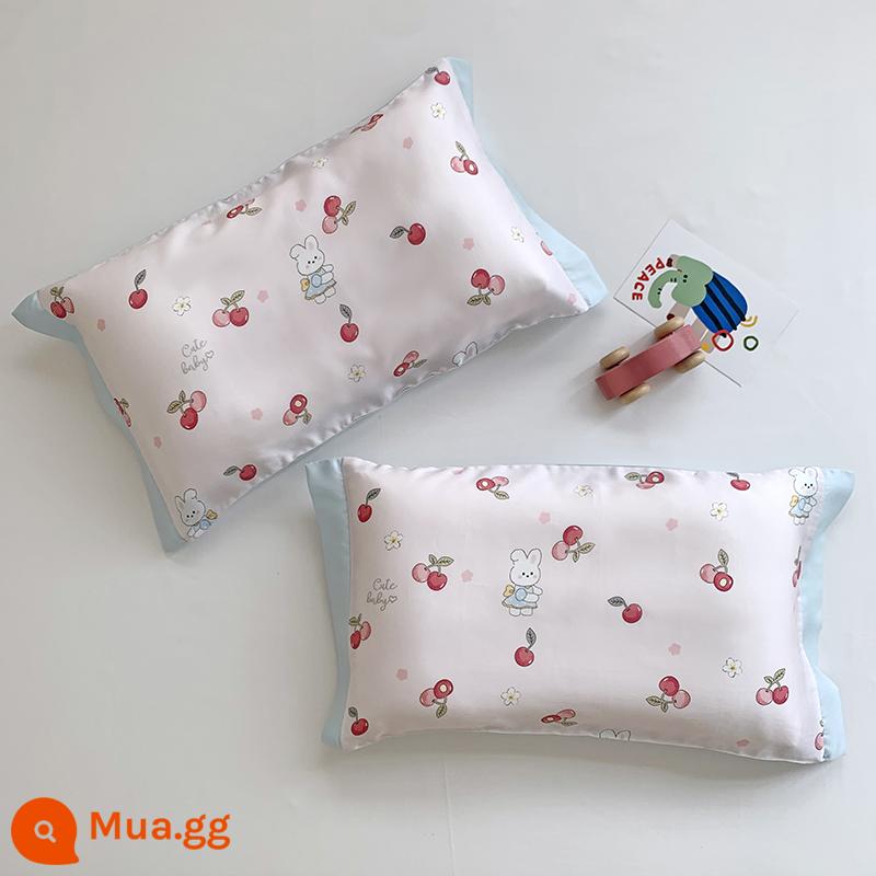 Hoạt Hình 60 Tencel Áo Gối Trẻ Em Băng Lụa Gối Gối Cao Su Mùa Hè Sinh Viên Dễ Thương Đơn Cho Bé Thoáng Mát - Cherry Rabbit [60 miếng Lenzing Tencel, một gói]