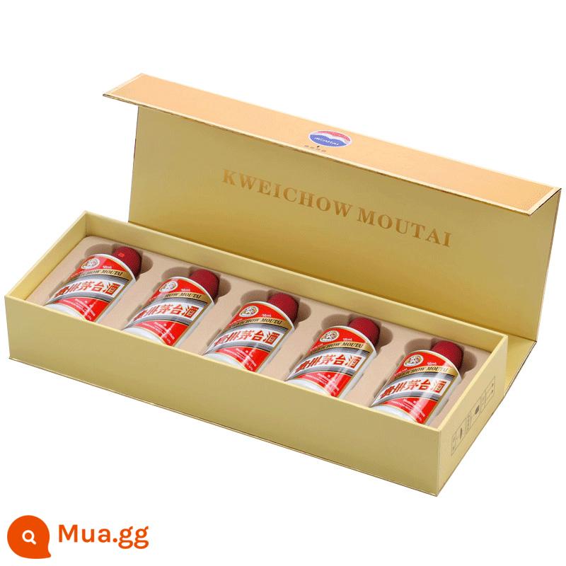 Kweichow Moutai Feitian hương vị nước sốt 53 độ 50ml * 5 đóng chai thanh vàng nhỏ thanh trắng hộp quà tặng bộ sưu tập quà tặng rượu - Hộp thỏi vàng (50ml*5 chai)