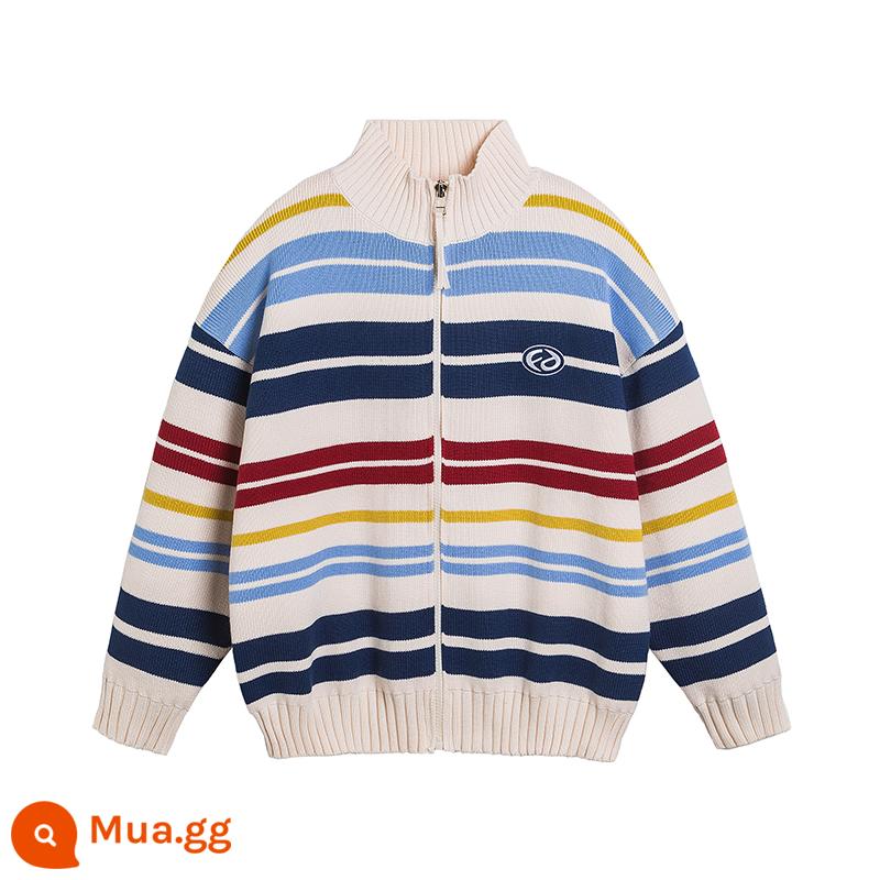 Áo len cardigan cổ đứng sọc FORNINES dành cho nam và nữ áo len dáng rộng thương hiệu thời trang dành cho cặp đôi mặc áo khoác lười mùa thu đông - quả mơ