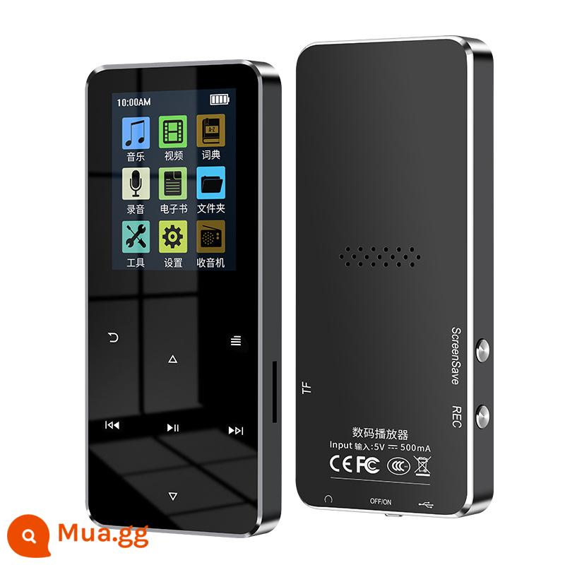 Cảm ứng nhạc mp3 bluetooth Máy nghe nhạc Walkman tiếng Anh mp4 dành cho sinh viên độ nét cao màn hình lớn đồng hồ báo thức sách điện tử từ điển - 2,0 inch màu đen [cảm ứng + thân kim loại] có Bluetooth