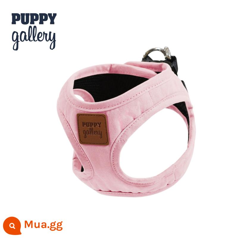 Hàn Quốc PuppyGallery Macaron Ngực Lưng Dây Xích Chó Dây Xích Vest Đi Dắt Chó Nhỏ - Ngực và lưng hồng