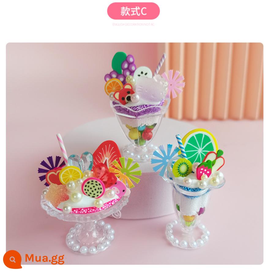 Trẻ Em Handmade Tự Làm Kem Keo Dễ Thương Món Tráng Miệng Ngọt Ngào Cốc Chất Liệu Làm Túi Kem Kem Cô Gái Đồ Chơi - Mẫu C 3 trong 1 dễ thương