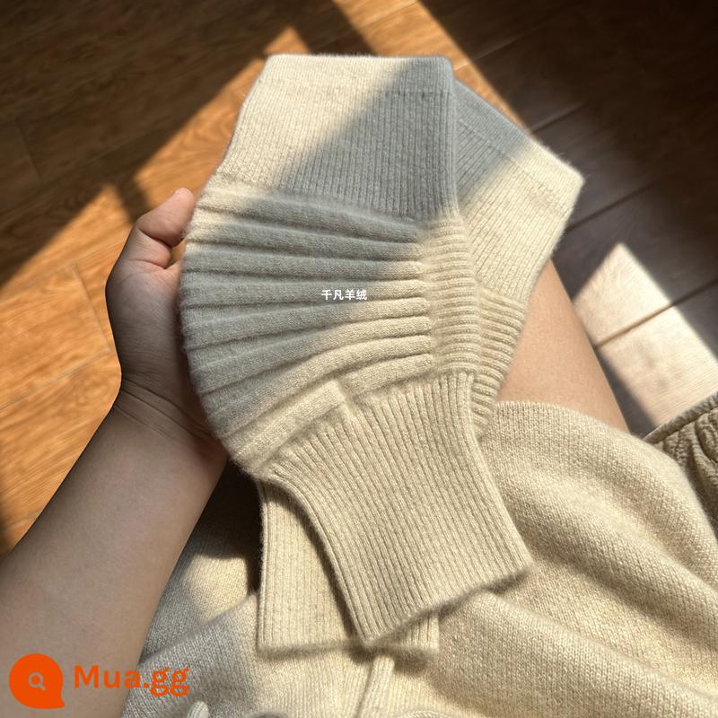 Consinee 100% cashmere bảo vệ khớp gối, sưởi ấm đôi chân lạnh già, kéo dài lớp bảo vệ dệt kim dày dặn cho nam nữ lạnh giá - Nhung thô nhung xanh không nhuộm