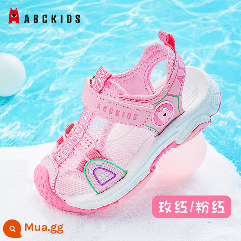 Giày trẻ em ABCKIDS giày bé trai giày bé gái giày sandal trẻ em mùa hè 2023 giày đi biển ngoài trời Bao Đầu - Màu đỏ hồng/hồng (quá lớn, hãy chọn nhỏ hơn một cỡ so với giày thể thao)