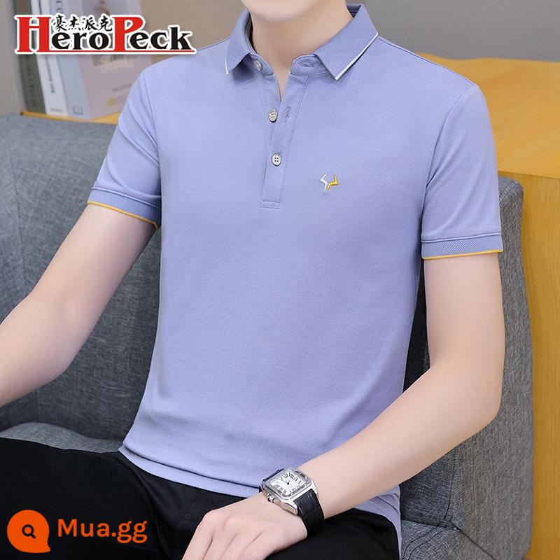 Lụa băng Ralph Lauren polo có cổ áo thun nam ngắn tay xu hướng mùa hè ve áo cổ sơ mi Áo sơ mi POLO nửa tay quần áo hàng đầu - QY681 xanh nhạt