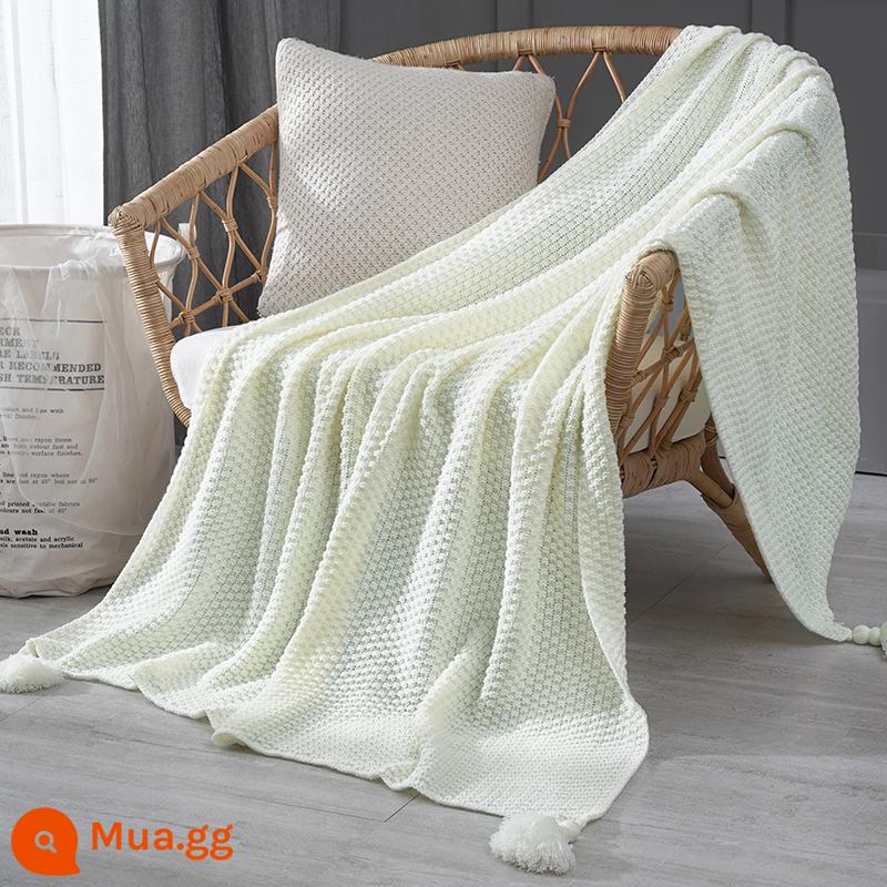 Ins Ghế Sofa Phong Cách Bắc Âu Chăn Ngủ Trưa Văn Phòng Chăn Tua Rua Đan Bóng Sợi Thường Điều Hòa Không Khí Chăn Nhỏ - Trắng