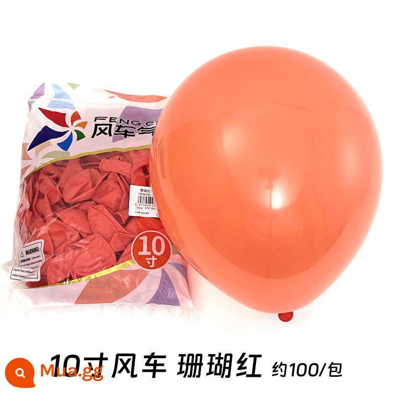 Cối Xay Gió Bóng 10 Inch 2.2 Gram Dày Cao Su Bóng Sinh Nhật Phòng Cưới Trang Trí Đám Cưới Tiếp Liệu - Đỏ san hô 100 cái/gói