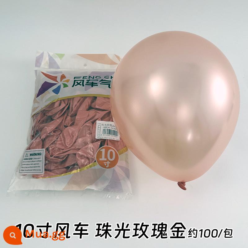 Cối Xay Gió Bóng 10 Inch 2.2 Gram Dày Cao Su Bóng Sinh Nhật Phòng Cưới Trang Trí Đám Cưới Tiếp Liệu - Vàng hồng ngọc trai 100 cái/gói