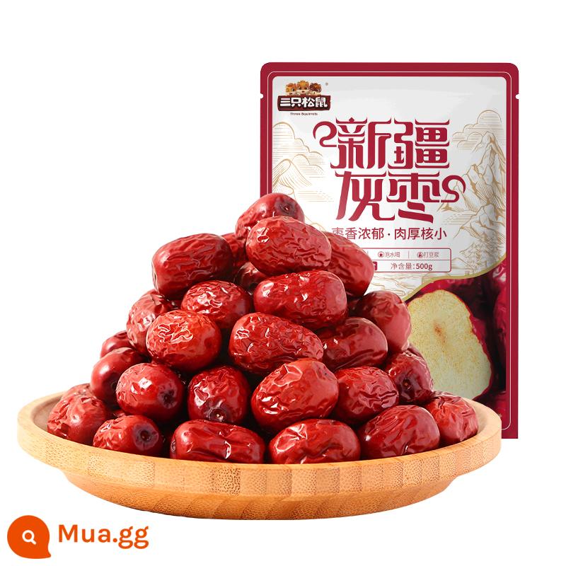 [Ba con sóc_Cây chà là xám Tân Cương 500g] Đồ ăn vặt Quả chà là đỏ dùng một lần Quả chà là đỏ Quả chà là khô Quả chà là giòn Quả chà là sữa - [Số lượng 500gx3 túi] Gói gia đình