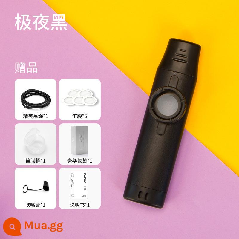 Chuyên nghiệp chơi kim loại Kazoo Kazoo Zuka sáo dễ sử dụng thích hợp guitar nhạc cụ đệm Ukri - Phiên bản chuyên nghiệp kazoo kim loại (đen đêm cực)