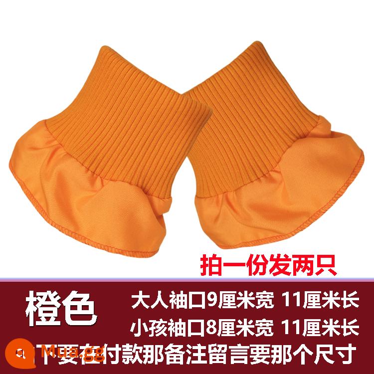 Đồng Màu Đàn Hồi Dày Dặn Sợi Cotton Nguyên Chất Xuống Áo Khoác Còng Ấm Chống Bẩn Tay Áo Dày Chống Gió Thun Sườn - Một cặp còng dành cho người lớn màu cam.