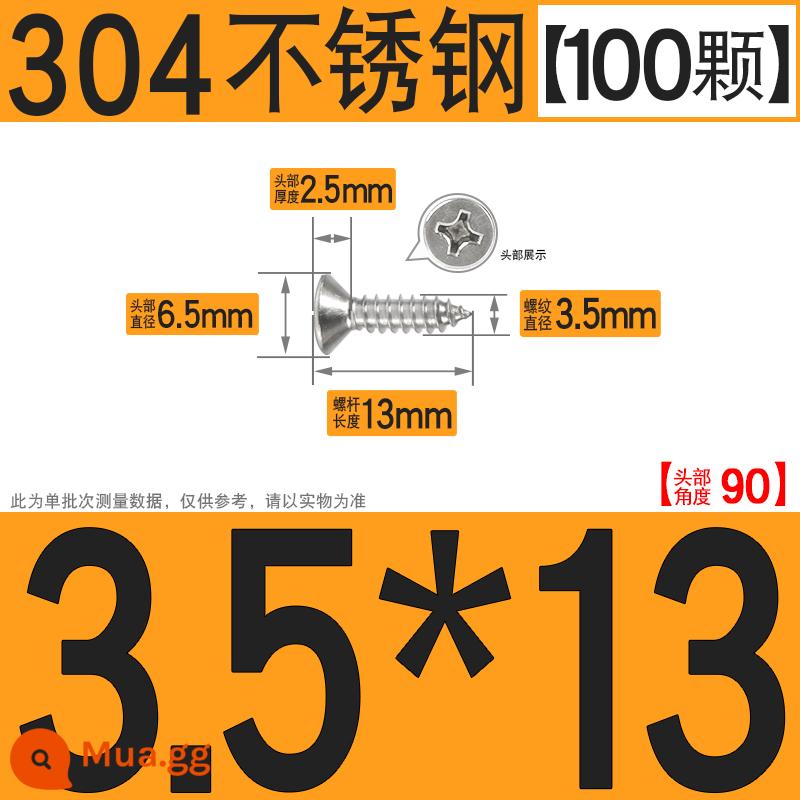 Thép không gỉ 304 vít tự tháo chéo vít đầu chìm vít gỗ mở rộng vít đầu phẳng 1M2M3M4M5M6 - M3.5*13[100 chiếc]