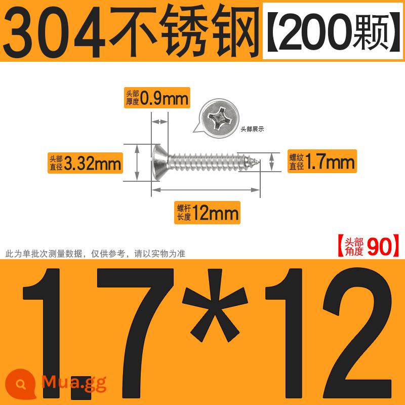 Thép không gỉ 304 vít tự tháo chéo vít đầu chìm vít gỗ mở rộng vít đầu phẳng 1M2M3M4M5M6 - M1.7*12[200 chiếc]