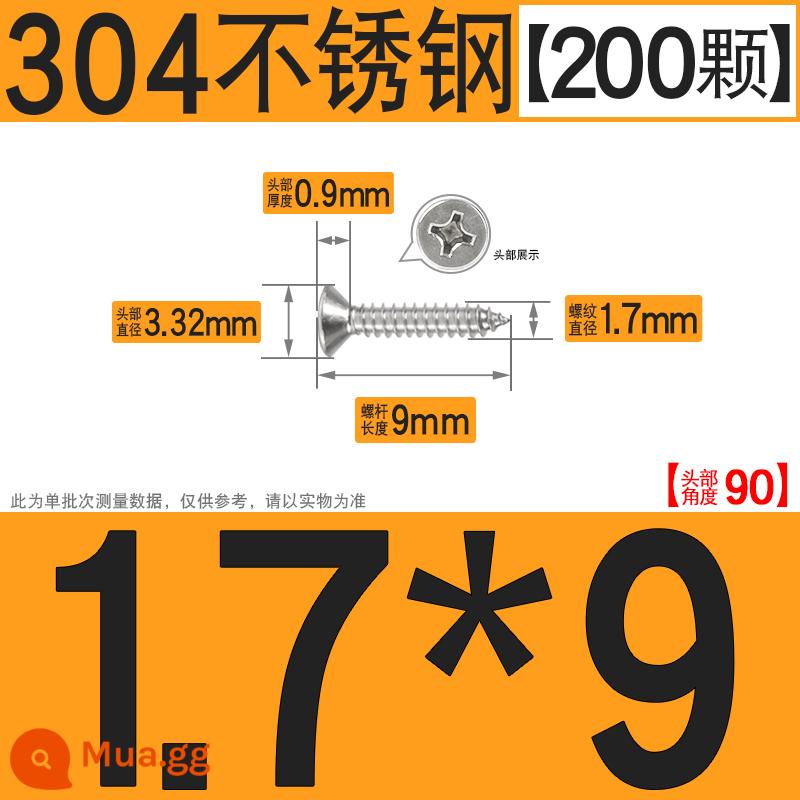 Thép không gỉ 304 vít tự tháo chéo vít đầu chìm vít gỗ mở rộng vít đầu phẳng 1M2M3M4M5M6 - M1.7*9[200 chiếc]