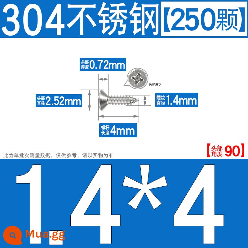 Thép không gỉ 304 vít tự tháo chéo vít đầu chìm vít gỗ mở rộng vít đầu phẳng 1M2M3M4M5M6 - M1.4*4[250 chiếc]