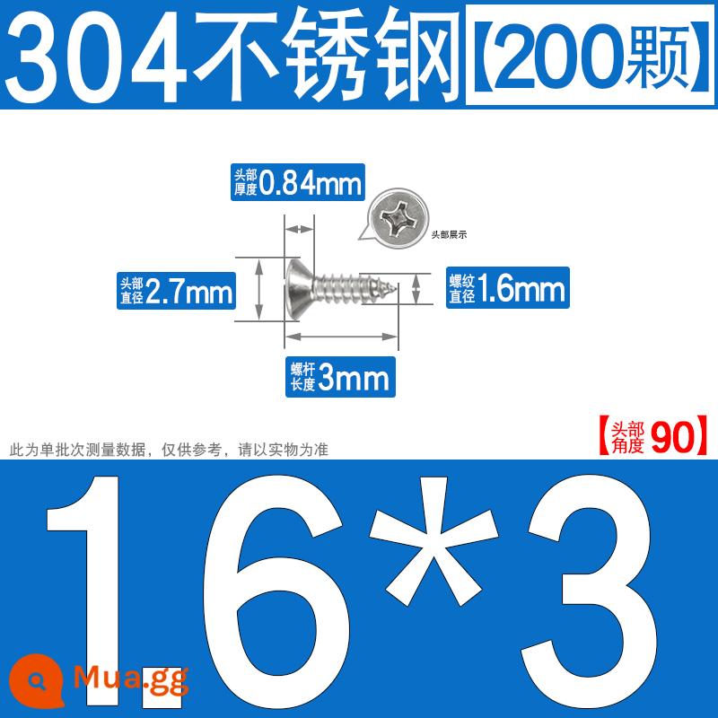 Thép không gỉ 304 vít tự tháo chéo vít đầu chìm vít gỗ mở rộng vít đầu phẳng 1M2M3M4M5M6 - M1.6*3[200 chiếc]