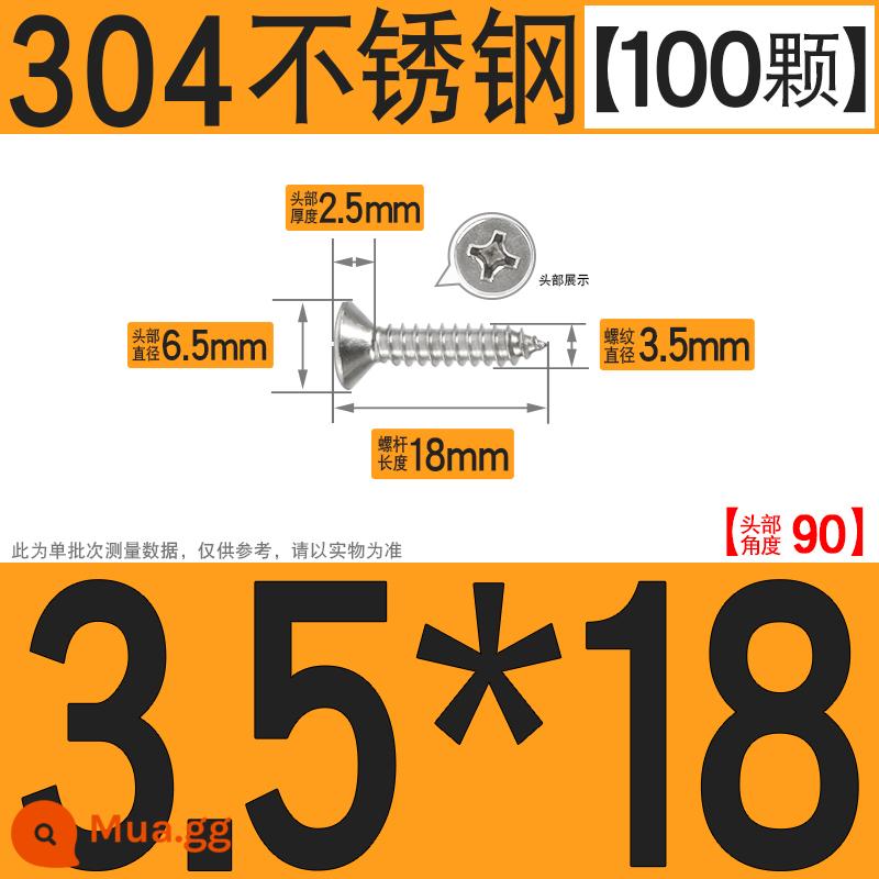 Thép không gỉ 304 vít tự tháo chéo vít đầu chìm vít gỗ mở rộng vít đầu phẳng 1M2M3M4M5M6 - M3.5*18[100 chiếc]