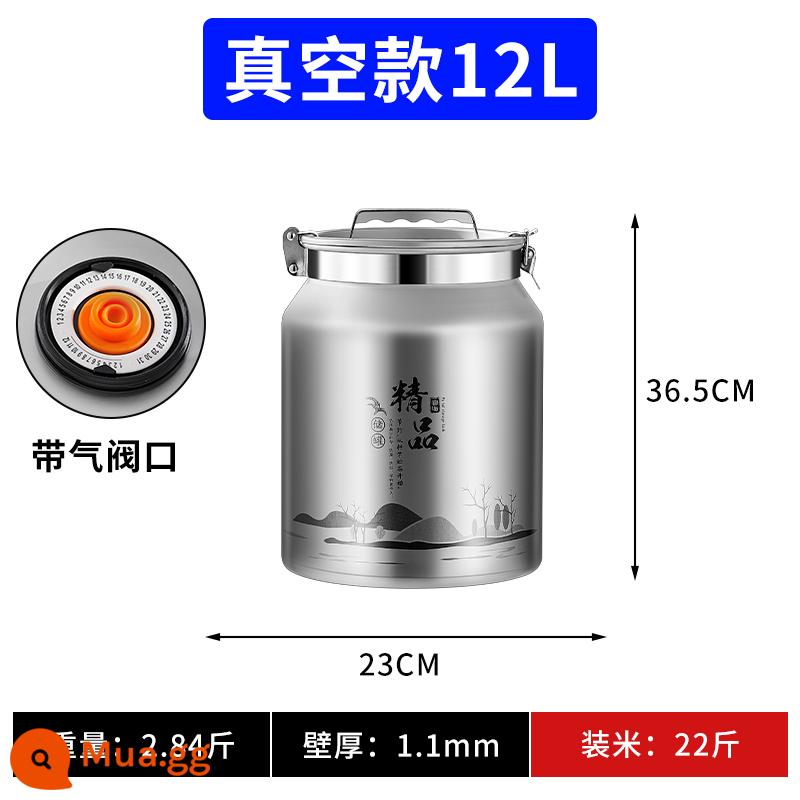 Xô đựng gạo hộ gia đình chống côn trùng và chống ẩm xi lanh đựng gạo kín cấp thực phẩm thùng lưu trữ hạt hộp đựng gạo thùng chứa bột - Vật liệu nhôm không gian [Mẫu chân không 22 catties không có bơm]