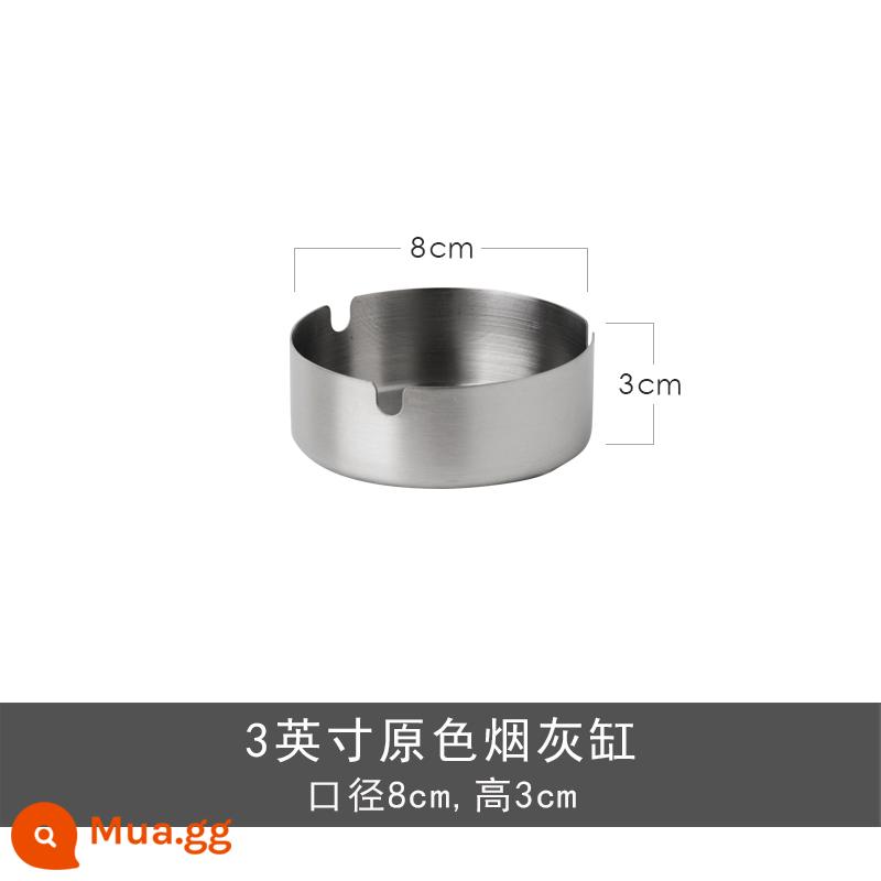 Gạt tàn inox thương mại chống gió thanh lớn Internet cafe phòng ăn khách sạn quà tặng quảng cáo đặc biệt logo tùy chỉnh - Màu cơ bản phẳng 8 cm