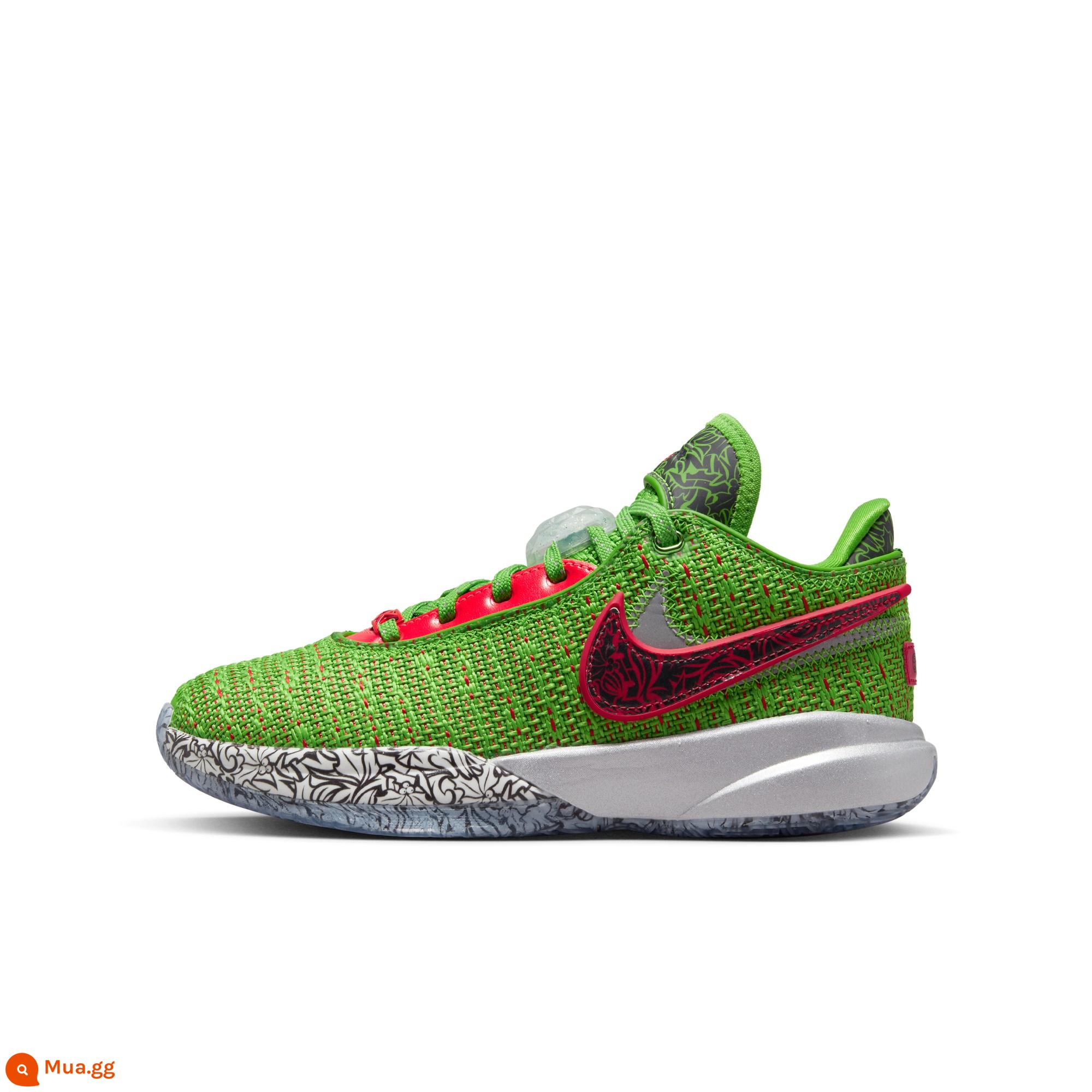 Nike Giày bóng rổ trẻ em LEBRON XX James 20 chính thức của Nike đệm nhẹ DQ8646 - 300 Apple Green/Bạc/Đỏ đại học