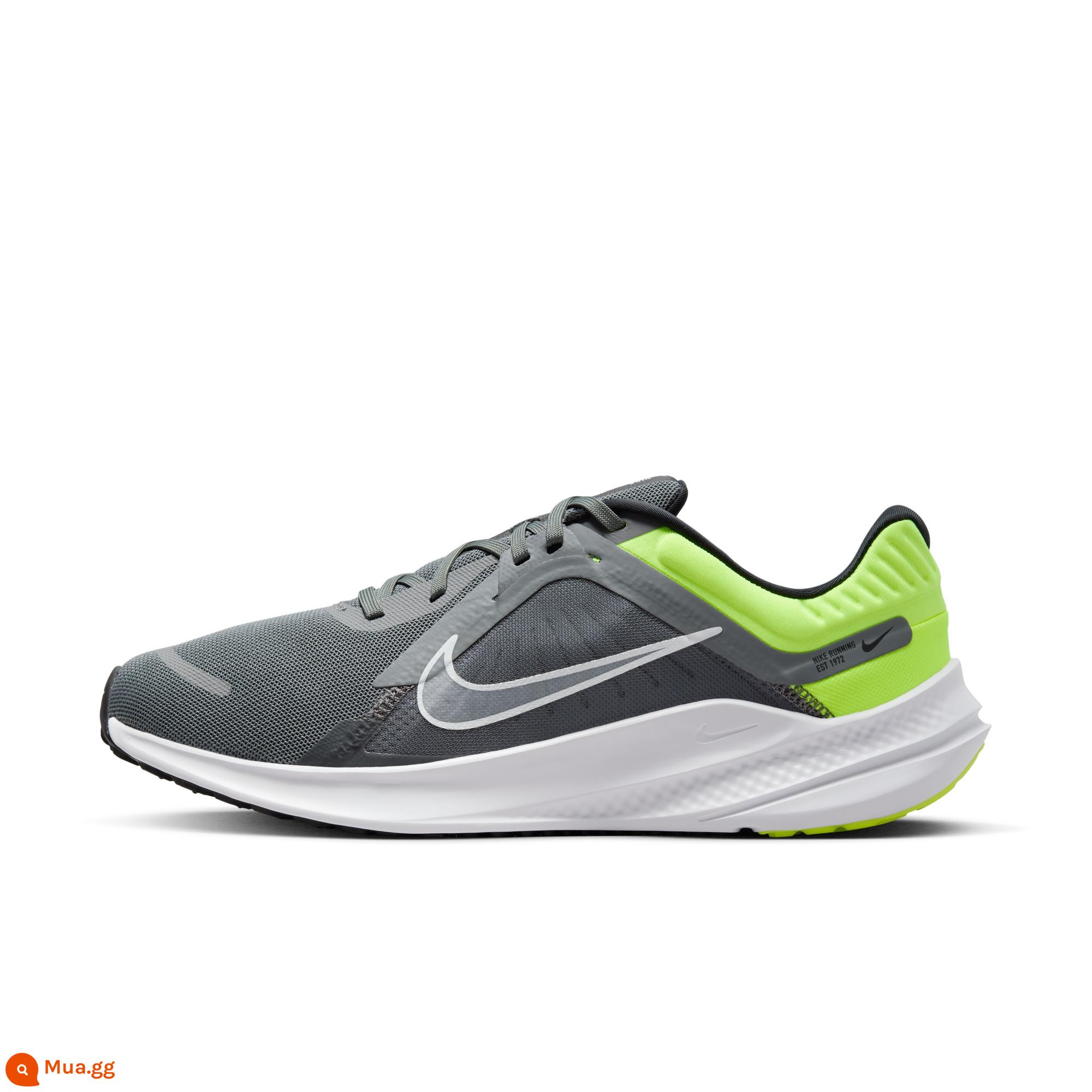 Nike Nike Official QUEST 5 Giày chạy bộ đệm nhẹ thoáng khí cho nam Lưới thể thao mùa xuân DD0204 - 010 Xám khói/Trắng/Vàng huỳnh quang/Đen