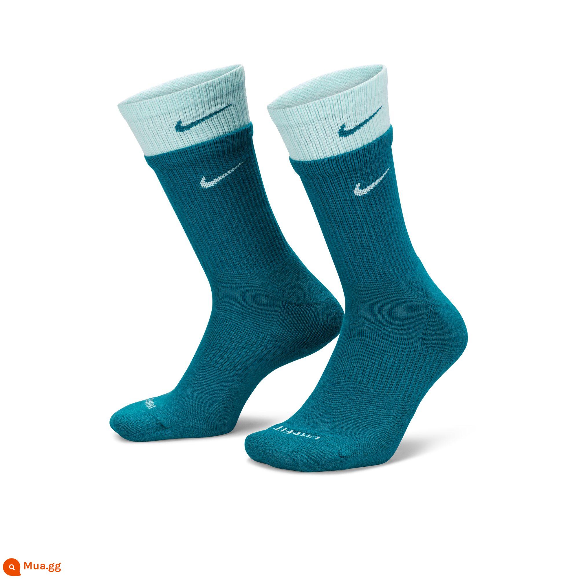 Nike Vớ thể thao tập luyện ống giữa thoải mái chính thức của Nike 1 đôi lò xo hỗ trợ nối thoáng khí khô nhanh DD2795 - 302 geode xanh mòng két/ xanh ngọc lục bảo