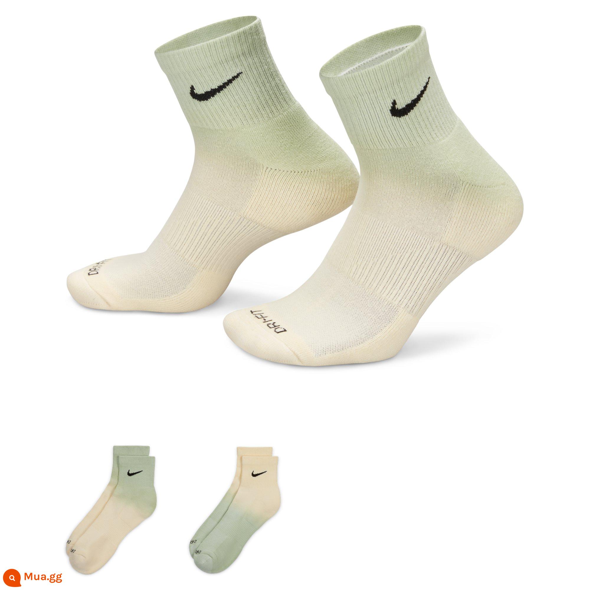 Tất thể thao Nike chính hãng thoải mái nhanh khô 2 đôi thời trang thoáng khí hỗ trợ bền bỉ DH6304 - 913 màu xanh dưa/màu nước cốt dừa/đen/màu nước cốt dừa/màu xanh dưa/đen