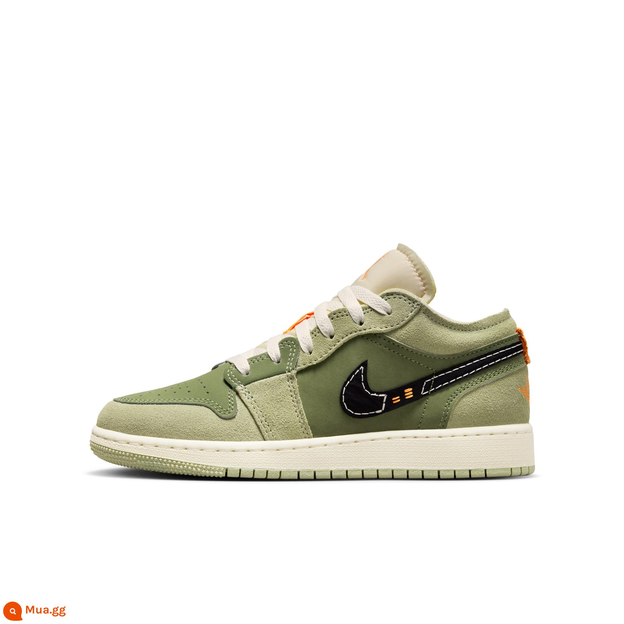 Jordan chính thức Nike Jordan bé trai AJ1 giày thể thao trẻ em cỡ lớn mùa đông mới giày thể thao cổ thấp FD9092 - 300 màu xanh ô liu nhạt/đen/men ngọc/cam sáng/nước cốt dừa/màu ngà nhạt