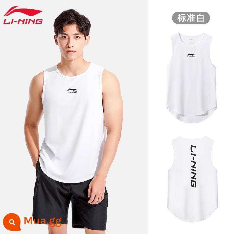 Áo vest thể thao Li Ning thể thao nam khô nhanh phù hợp tập luyện bóng rổ điền kinh không tay chạy bộ áo vest lụa băng mùa hè - Màu trắng mát [Công nghệ khô nhanh AT-DRY, thấm mồ hôi và thoáng khí]