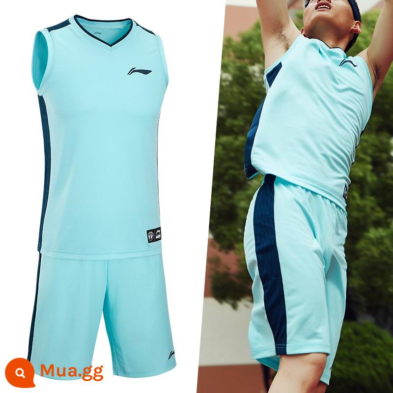 Áo vest thể thao Li Ning thể thao nam khô nhanh phù hợp tập luyện bóng rổ điền kinh không tay chạy bộ áo vest lụa băng mùa hè - Áo thun bóng rổ Island Blue [Nhẹ, mềm, thấm mồ hôi và thoáng khí]