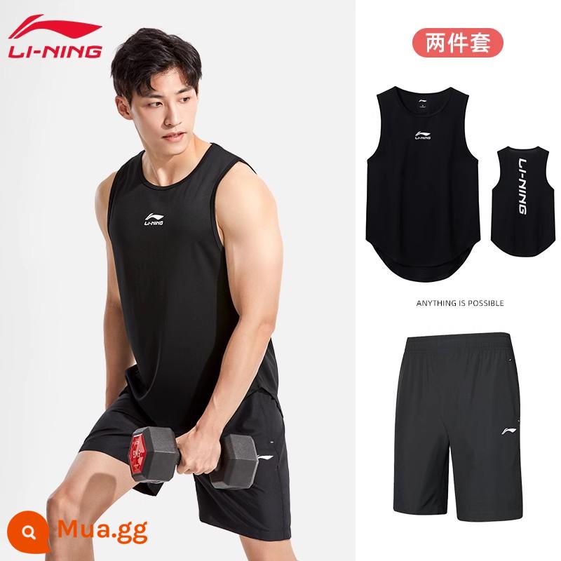 Áo vest thể thao Li Ning thể thao nam khô nhanh phù hợp tập luyện bóng rổ điền kinh không tay chạy bộ áo vest lụa băng mùa hè - Màu đen mát mẻ [Áo vest khô nhanh + Quần short nhanh khô] Để thay đổi kiểu dáng, vui lòng liên hệ bộ phận chăm sóc khách hàng