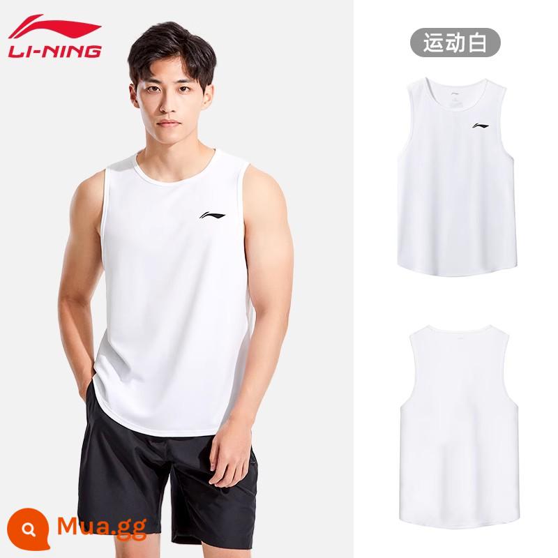 Áo vest thể thao Li Ning thể thao nam khô nhanh phù hợp tập luyện bóng rổ điền kinh không tay chạy bộ áo vest lụa băng mùa hè - Màu trắng thể thao [Công nghệ khô nhanh AT-DRY, thấm mồ hôi và thoáng khí]