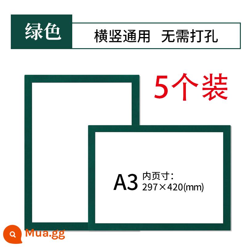 Khung tranh khung ảnh A4 lắp đơn giản khung trưng bày trẻ em treo tường làm việc khung nam châm 4 mở khung trưng bày 8k - A3 viền xanh-5 gói