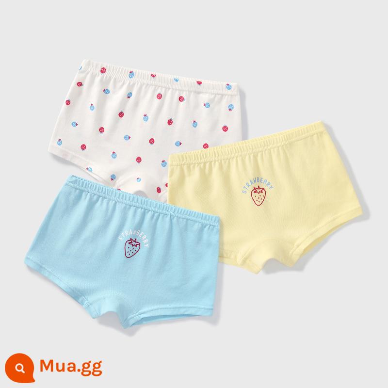 Quần lót trẻ em quần sịp bé gái cotton nguyên chất quần đùi bé gái màu đỏ toàn bộ cotton không kẹp PP quần đùi trẻ em cỡ vừa và lớn 100% - Dâu tây kết hợp-3 gói