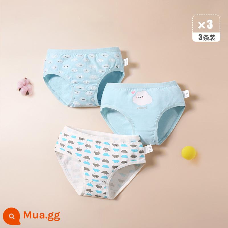 Quần lót trẻ em quần sịp bé gái cotton nguyên chất quần đùi bé gái màu đỏ toàn bộ cotton không kẹp PP quần đùi trẻ em cỡ vừa và lớn 100% - Gói Combo Đám Mây Xanh-3