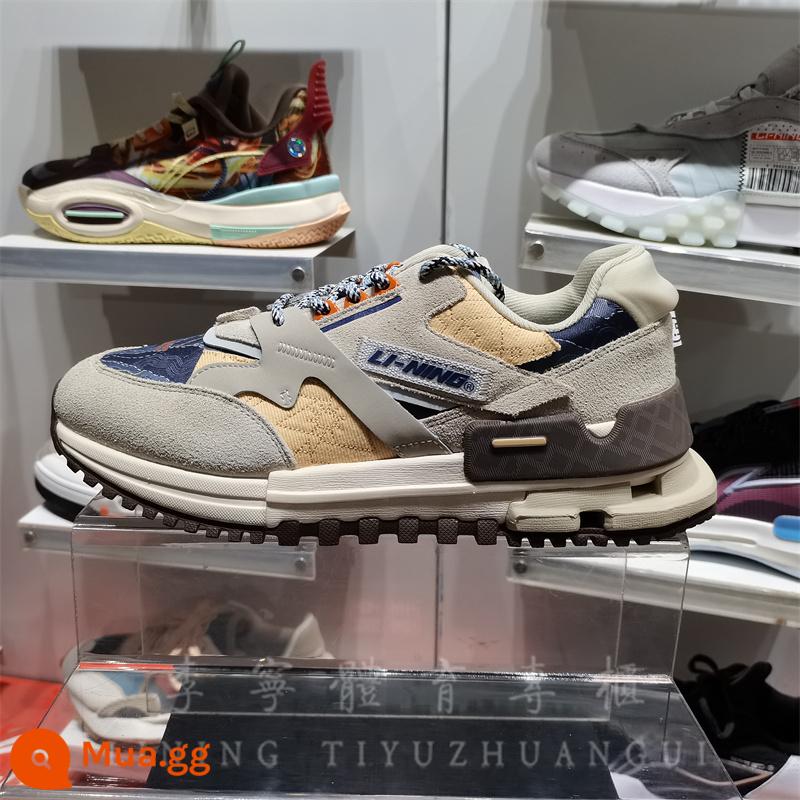 Trung Quốc Li Ning nam mùa thu 2022 mới 001 khéo léo giày cổ thấp cổ thấp giày thể thao nhẹ AZGS077 - AZGS077-3 bột yến mạch xám/chàm chạng vạng