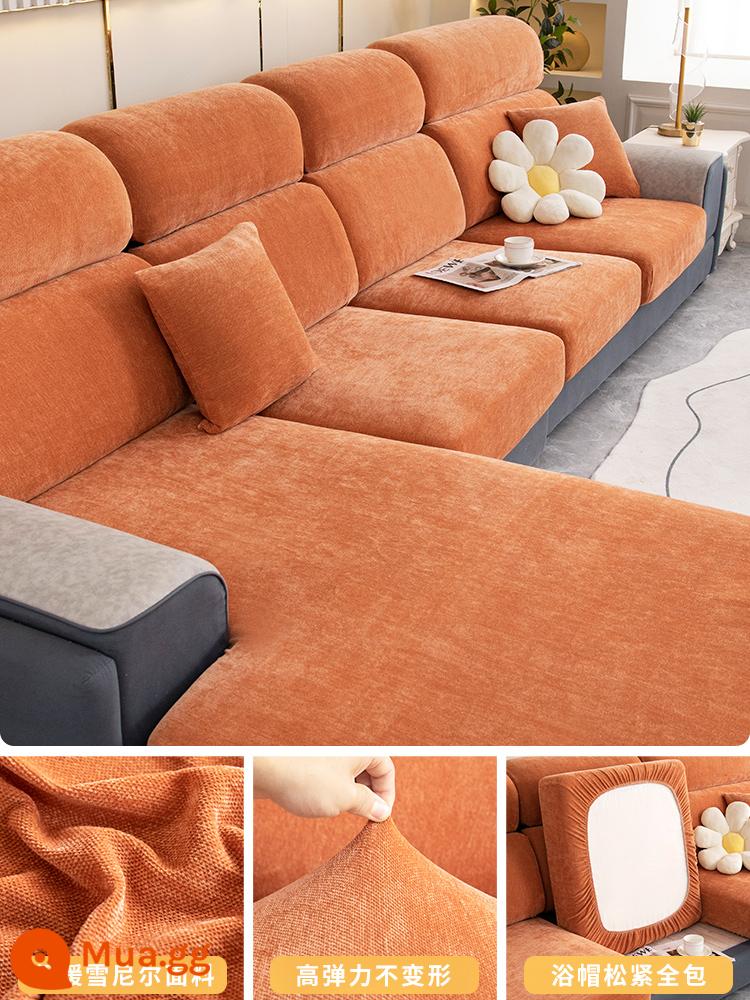 Vỏ bọc ghế sofa bao gồm tất cả các loại phổ quát mùa đông mới dày dặn mà không cần đo vỏ đệm chống trượt phổ quát - Chenille-Sức Sống Cam