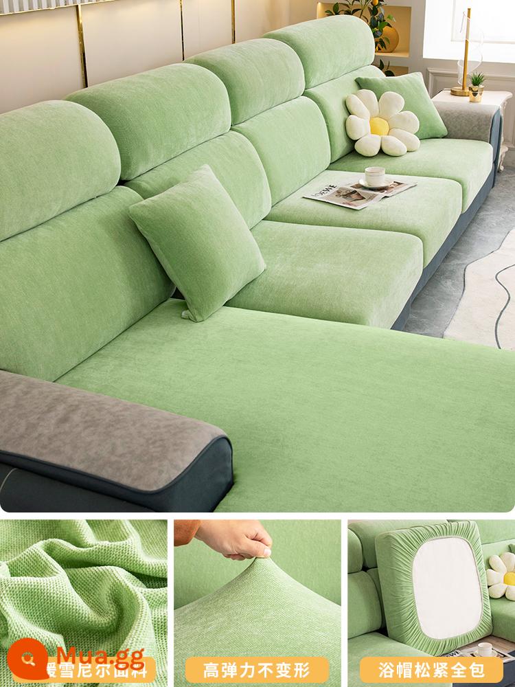 Vỏ bọc ghế sofa bao gồm tất cả các loại phổ quát mùa đông mới dày dặn mà không cần đo vỏ đệm chống trượt phổ quát - Chenille-Matcha xanh