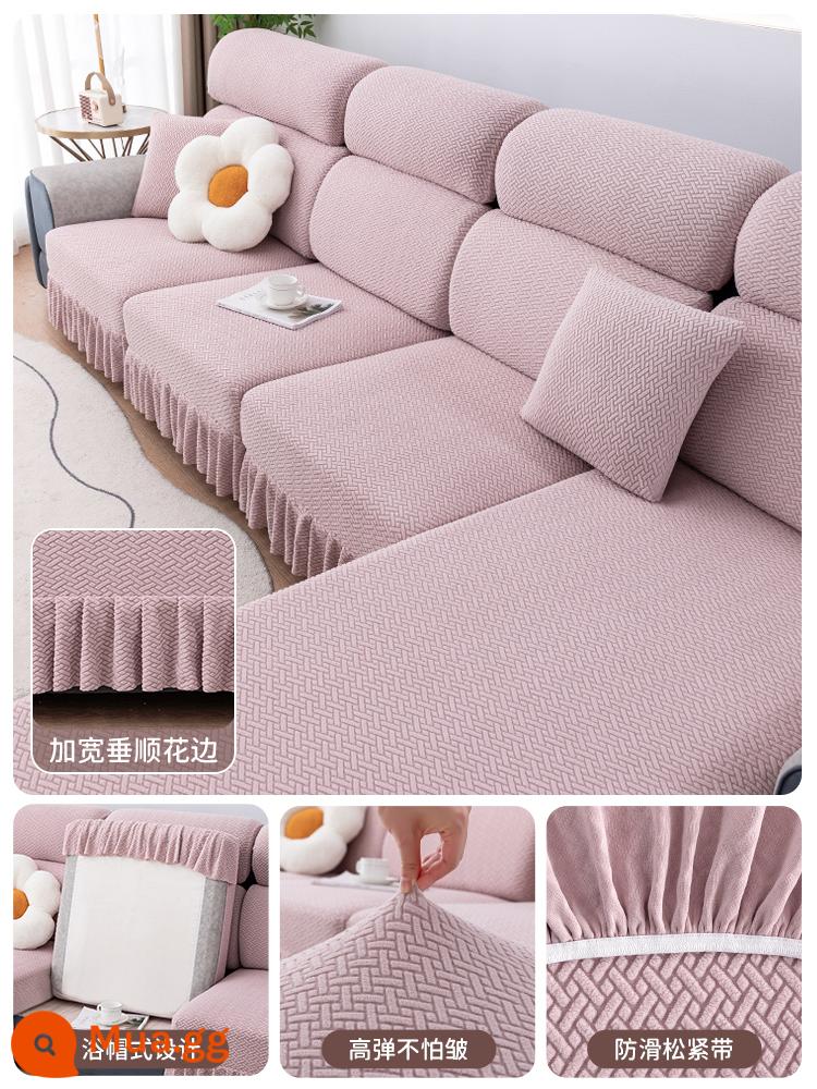 Vỏ bọc ghế sofa đa năng bao gồm tất cả các mùa váy mới đơn giản đàn hồi vải chống trượt sofa vải che bụi - Váy lông cừu cực - màu hồng nữ tính