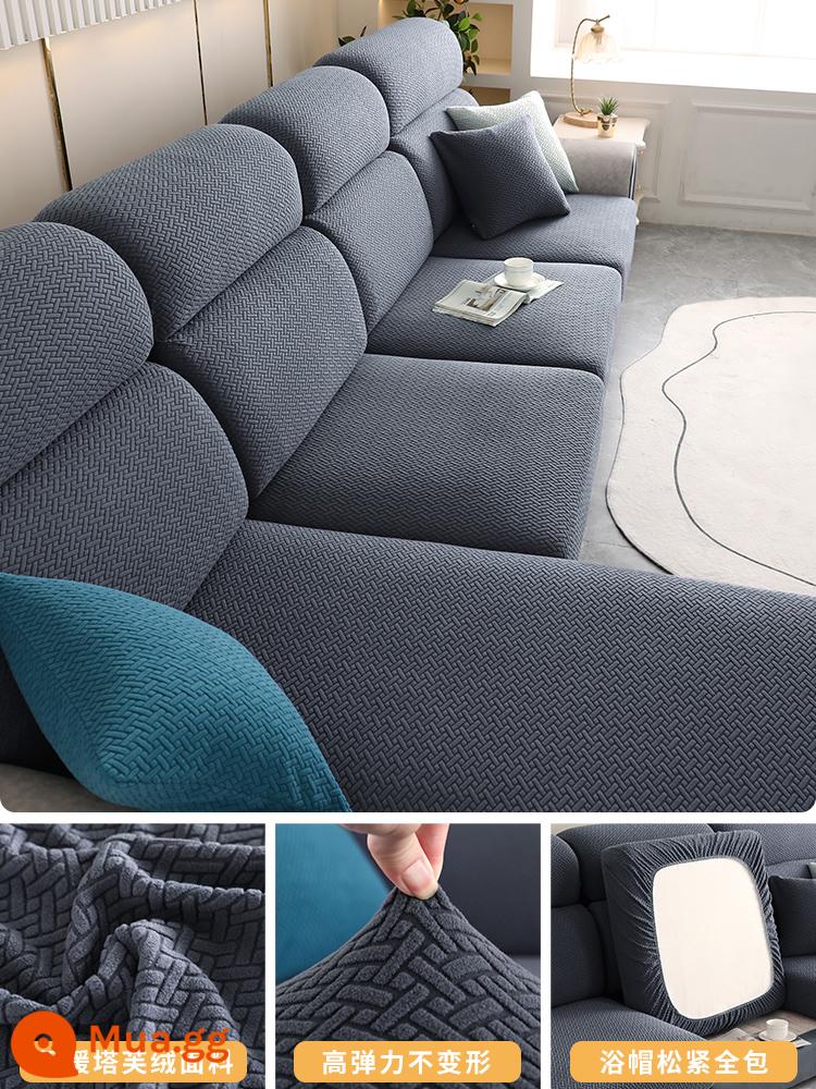 Chống Mèo Xước Ghế Sofa Dày Bao Gồm Tất Cả Đa Năng Mà Không Cần Đo Đa Năng Ghế Sofa Đệm Không Khí Cảm Giác Co Giãn bao Da - Taffeta-màu xám kim loại