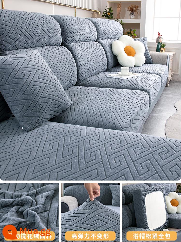 Chống Mèo Xước Ghế Sofa Dày Bao Gồm Tất Cả Đa Năng Mà Không Cần Đo Đa Năng Ghế Sofa Đệm Không Khí Cảm Giác Co Giãn bao Da - Nhịp điệu-Màu xám kim loại