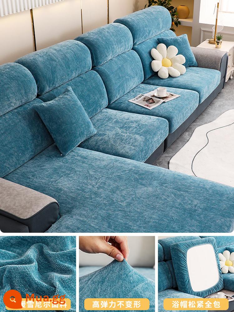 Vỏ bọc ghế sofa bao gồm tất cả các loại phổ quát mùa đông mới dày dặn mà không cần đo vỏ đệm chống trượt phổ quát - Chenille-Xanh thanh bình