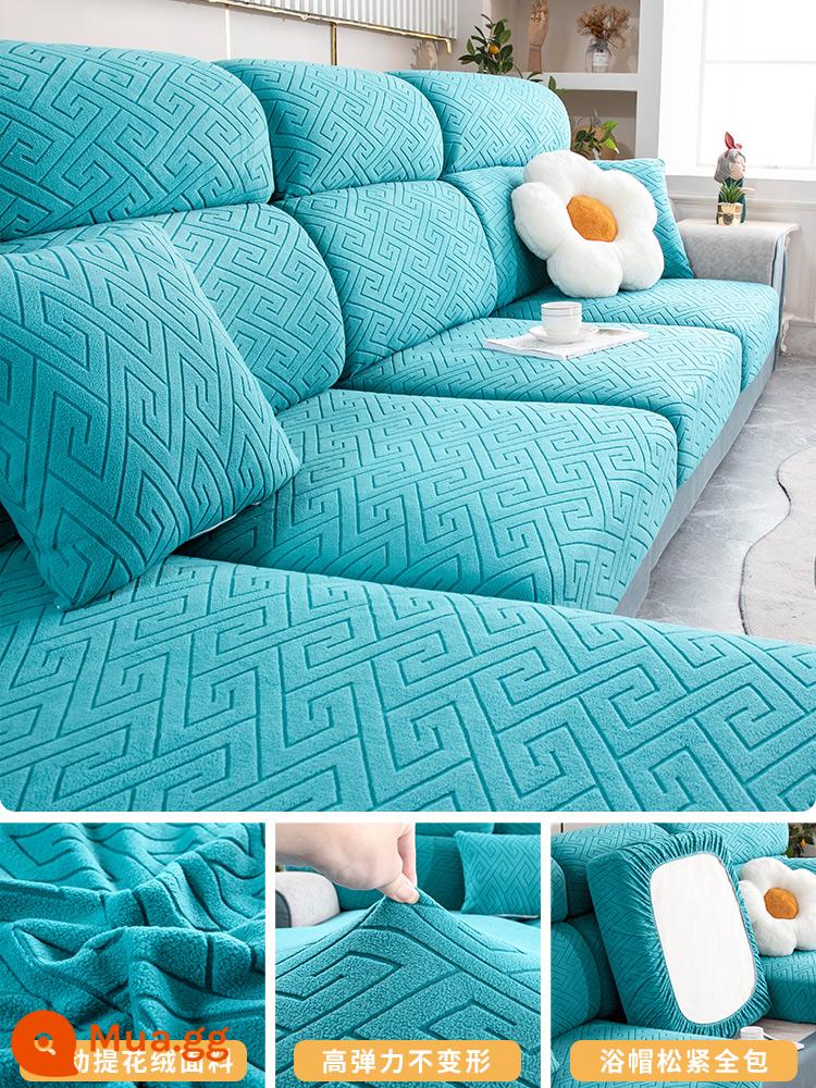 Chống Mèo Xước Ghế Sofa Dày Bao Gồm Tất Cả Đa Năng Mà Không Cần Đo Đa Năng Ghế Sofa Đệm Không Khí Cảm Giác Co Giãn bao Da - Nhịp điệu-Màu xanh ngọc lục bảo