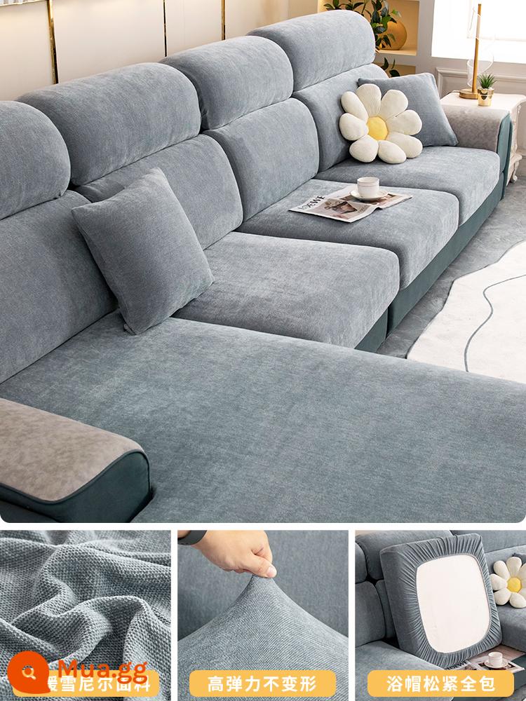 Vỏ bọc ghế sofa bao gồm tất cả các loại phổ quát mùa đông mới dày dặn mà không cần đo vỏ đệm chống trượt phổ quát - Chenille-màu xám kim loại